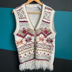 Vintage Carolyn Taylor Multicolor Knit Vest size M